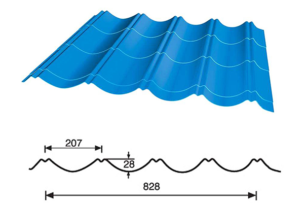 techo de metal tipo de modelo de chapa de acero