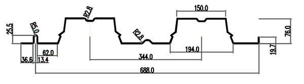 secci&oacute;n transversal de la cubierta de acero